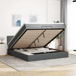 Vidaxl Cadre De Lit Ottoman Avec Matelas Gris Foncé 200x200 Cm Tissu