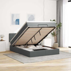 Vidaxl - Lit Ottoman Avec Matelas Gris Foncé 140x200 Cm Tissu