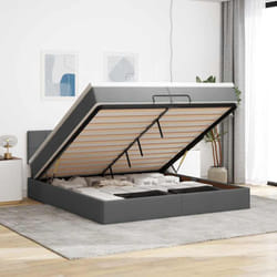 Vidaxl Cadre De Lit Ottoman Avec Matelas Gris Foncé 200x200 Cm Tissu