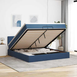 Vidaxl - Cadre De Lit Ottoman Avec Matelas Bleu 200x200 Cm Tissu