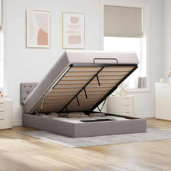 Vidaxl Lit Ottoman Avec Matelas Taupe 140x190 Cm Tissu