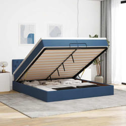 Vidaxl - Cadre De Lit Ottoman Avec Matelas Bleu 200x200 Cm Tissu