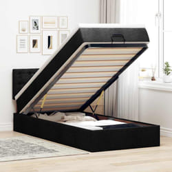 Vidaxl Cadre De Lit Ottoman Avec Matelas Noir 80x200 Cm Tissu