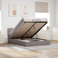 Vidaxl Lit Ottoman Avec Matelas Taupe 140x190 Cm Tissu