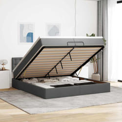 Vidaxl Cadre De Lit Ottoman Avec Matelas Gris Foncé 200x200 Cm Tissu