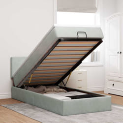Vidaxl - Cadre De Lit Ottoman Et Matelas Gris Clair 100x200 Cm Velours