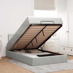 Vidaxl Lit Ottoman Avec Matelas Gris Clair 120x190 Cm Velours