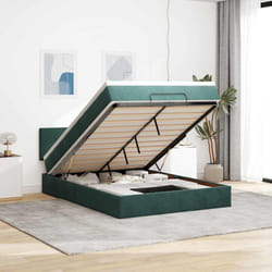 Cadre De Lit Ottoman Avec Matelas Vert Foncé 140x190 Cm Velours Vidaxl