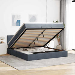 Vidaxl Cadre De Lit Ottoman Avec Matelas Gris Foncé 200x200 Cm Velours