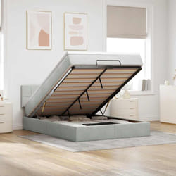 Cadre De Lit Ottoman Et Matelas Gris Clair 140x190 Velours Vidaxl