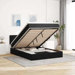 Vidaxl Cadre De Lit Ottoman Avec Matelas Noir 140x200 Cm Velours