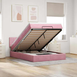 Vidaxl Cadre De Lit Ottoman Avec Matelas Rose 140x200 Cm Velours