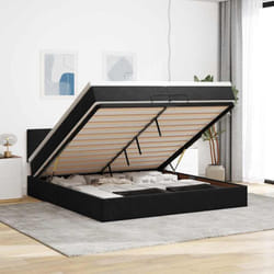 Vidaxl Cadre De Lit Ottoman Avec Matelas Noir 200x200 Cm Velours