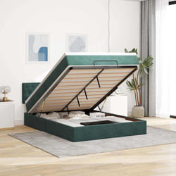 Vidaxl Cadre De Lit Ottoman Avec Matelas Vert Foncé 140x190 Cm Velours