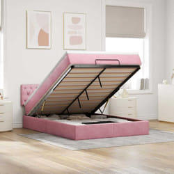 Vidaxl Cadre De Lit Ottoman Avec Matelas Rose 140x200 Cm Velours