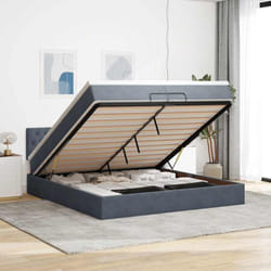 Vidaxl Cadre De Lit Ottoman Avec Matelas Gris Foncé 200x200 Cm Velours