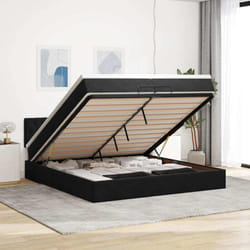 Vidaxl Cadre De Lit Ottoman Avec Matelas Noir 200x200 Cm Velours