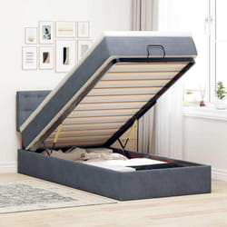 Vidaxl Cadre De Lit Ottoman Avec Matelas Gris Foncé 90x190 Cm Velours