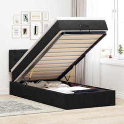 Vidaxl Cadre De Lit Ottoman Avec Matelas Noir 90x200 Cm Velours
