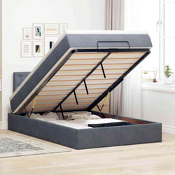Vidaxl Cadre De Lit Ottoman Et Matelas Gris Foncé 120x200 Cm Velours