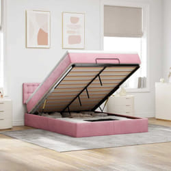 Vidaxl Cadre De Lit Ottoman Avec Matelas Rose 140x200 Cm Velours