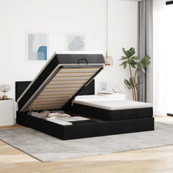 Vidaxl - Cadre De Lit Ottoman Avec Matelas Noir 180x200cm Tissu