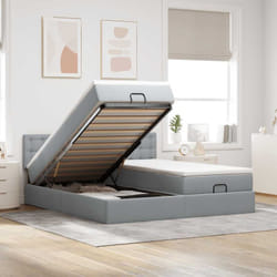 Vidaxl - Cadre De Lit Ottoman Et Matelas Gris Clair 180x200cm Tissu