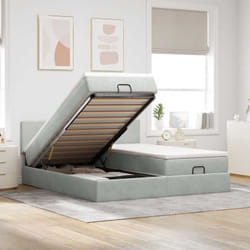 Vidaxl - Cadre De Lit Ottoman Avec Matelas Gris Clair 200x200 Cm Velours