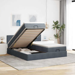 Vidaxl - Cadre De Lit Ottoman Avec Matelas Gris Foncé 200x200 Cm Velours