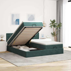 Vidaxl - Cadre De Lit Ottoman Avec Matelas Vert Foncé 180x200cm Velours