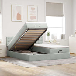 Vidaxl - Cadre De Lit Ottoman Avec Matelas Gris Clair 200x200 Cm Velours