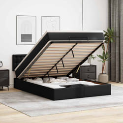 Vidaxl - Lit Ottoman Avec Matelas & Led Noir 140x190cm Similicuir