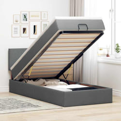 Vidaxl - Lit Ottoman Avec Matelas Et Led Gris Foncé 80x200cm Tissu