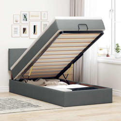 Vidaxl - Lit Ottoman Avec Matelas Et Led Gris Foncé 90x200 Cm Tissu