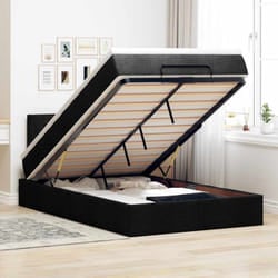 Vidaxl - Lit Ottoman Avec Matelas Et Led Noir 120x190 Cm Tissu