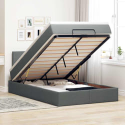 Vidaxl - Lit Ottoman Avec Matelas Et Led Gris Foncé 120x200 Cm Tissu