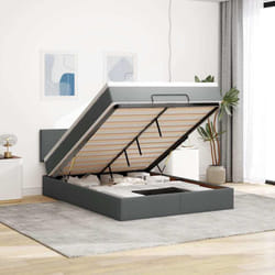Vidaxl - Lit Ottoman Avec Matelas Et Led Gris Foncé 140x200 Cm Tissu