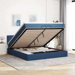 Vidaxl - Cadre De Lit Ottoman Avec Matelas Bleu 200x200cm Tissu
