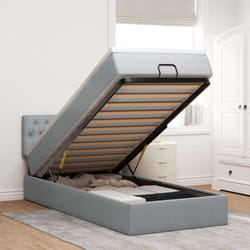 Lit Ottoman Avec Matelas Gris Clair 100x200 Cm Tissu Vidaxl