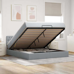Vidaxl - Lit Ottoman Avec Matelas Et Led Gris Clair 180x200 Cm Tissu