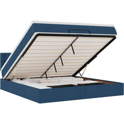 Lit Ottoman Avec Matelas Et Led Bleu 180x200cm Tissu Vidaxl