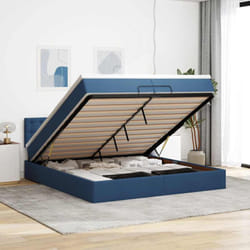 Vidaxl - Cadre De Lit Ottoman Avec Matelas Bleu 200x200cm Tissu