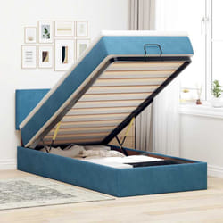 Cadre De Lit Ottoman Avec Matelas Bleu Foncé 90x190 Cm Velours Vidaxl