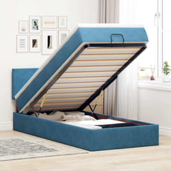 Cadre De Lit Ottoman Avec Matelas Bleu Foncé 100x200 Cm Velours Vidaxl