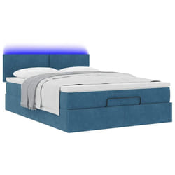 Vidaxl - Cadre De Lit Ottoman Avec Matelas Bleu Foncé 140x190 Cm Velours