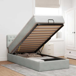 Vidaxl Cadre De Lit Ottoman Et Matelas Gris Clair 90x190 Cm Velours