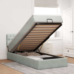 Vidaxl Cadre De Lit Ottoman Et Matelas Gris Clair 90x200 Cm Velours