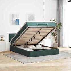 Vidaxl Cadre De Lit Ottoman Avec Matelas Vert Foncé 140x190 Cm Velours