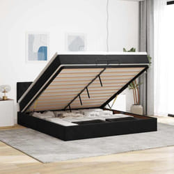 Vidaxl Cadre De Lit Ottoman Avec Matelas Noir 200x200cm Velours