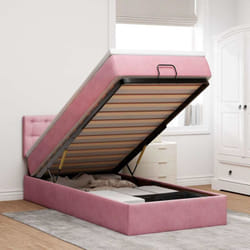 Vidaxl - Cadre De Lit Ottoman Avec Matelas Rose 90x200 Cm Velours